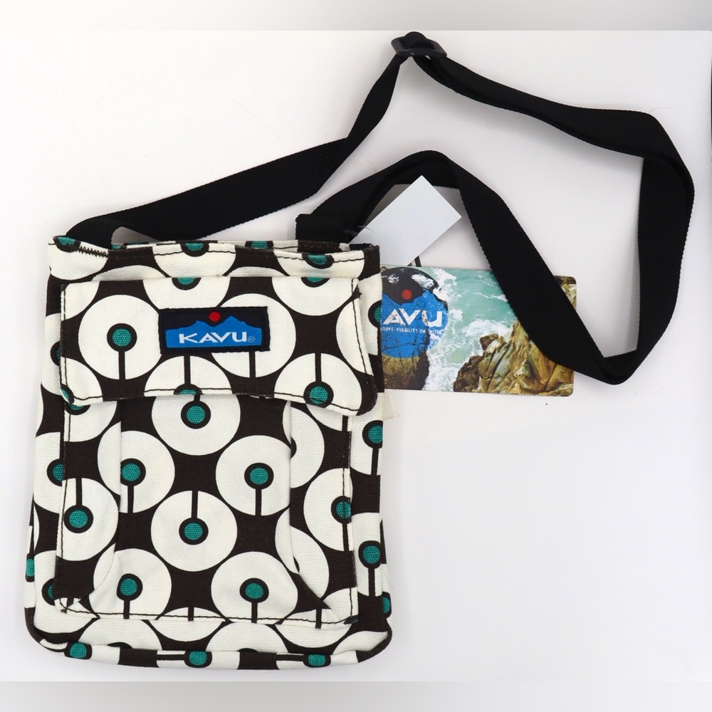 NWT Kavu Keeper Crossbody Purse Bag White Black Green Cotton
